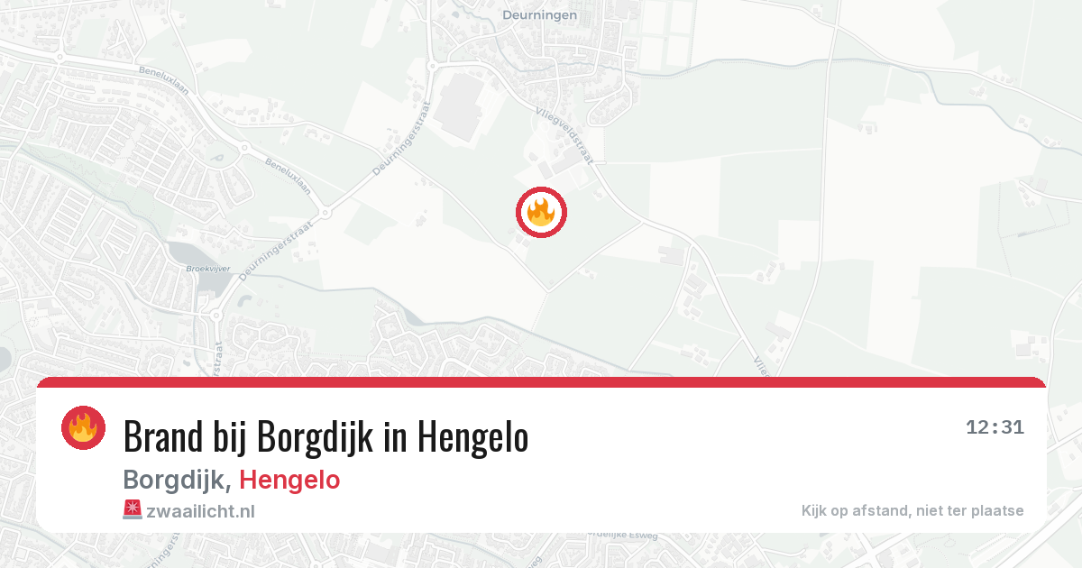 Brand bij Borgdijk in Hengelo — 12 aug 2026