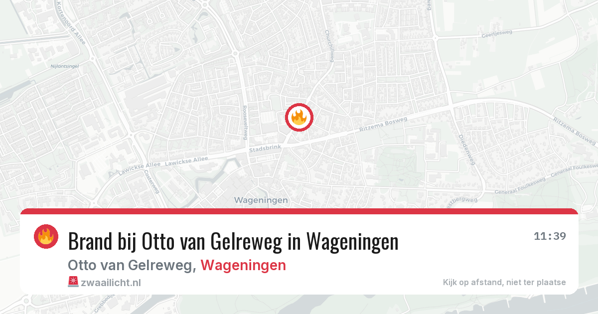 Brand bij Otto van Gelreweg in Wageningen — 8 aug 2026