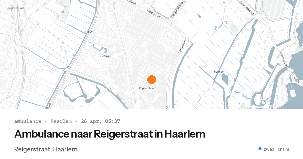 Ambulance naar Reigerstraat in Haarlem — 26 apr 2026
