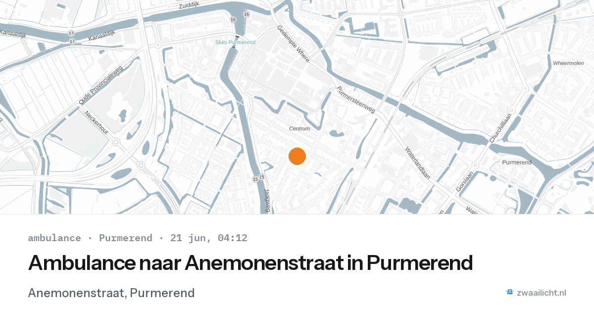 Ambulance naar Anemonenstraat in Purmerend — 21 jun 2026