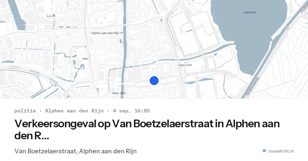 Verkeersongeval op Van Boetzelaerstraat in Alphen aan den Rijn — 4 sep 2026