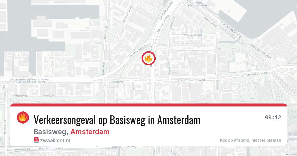 Verkeersongeval op Basisweg in Amsterdam — 26 jun 2026