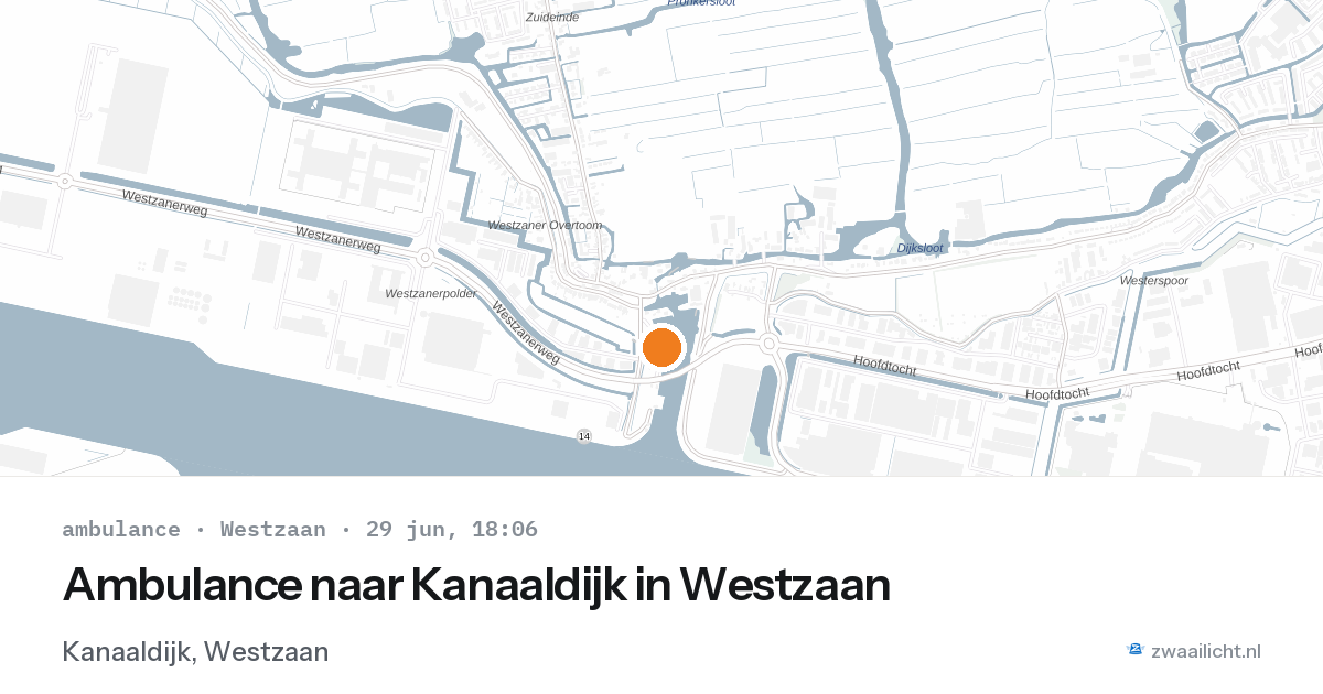 Ambulance naar Kanaaldijk in Westzaan — 29 jun 2026