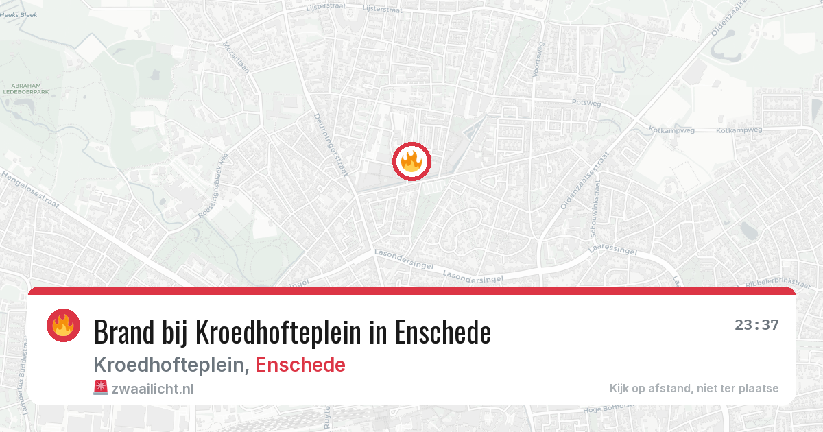 Brand bij Kroedhofteplein in Enschede — 9 aug 2026