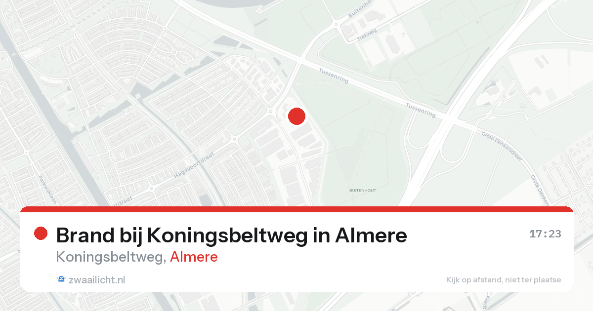 Brand bij Koningsbeltweg in Almere — 20 aug 2026