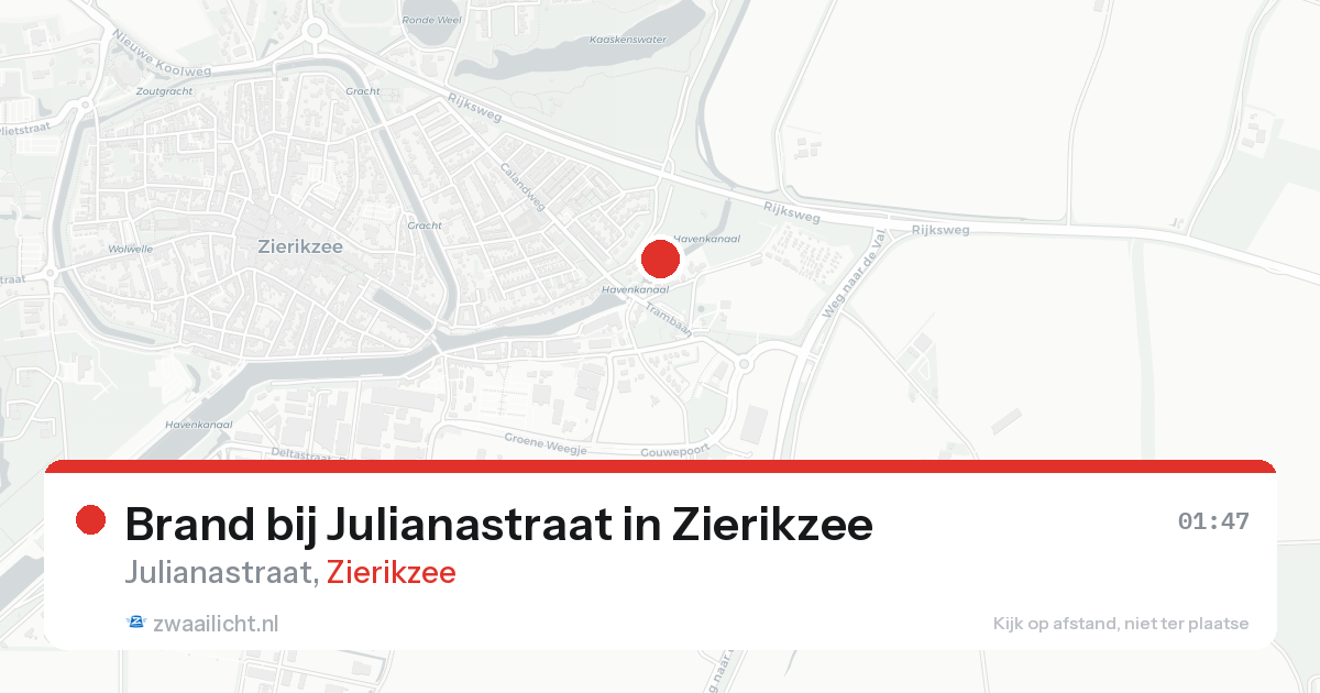 Brand bij Julianastraat in Zierikzee — 21 aug 2026