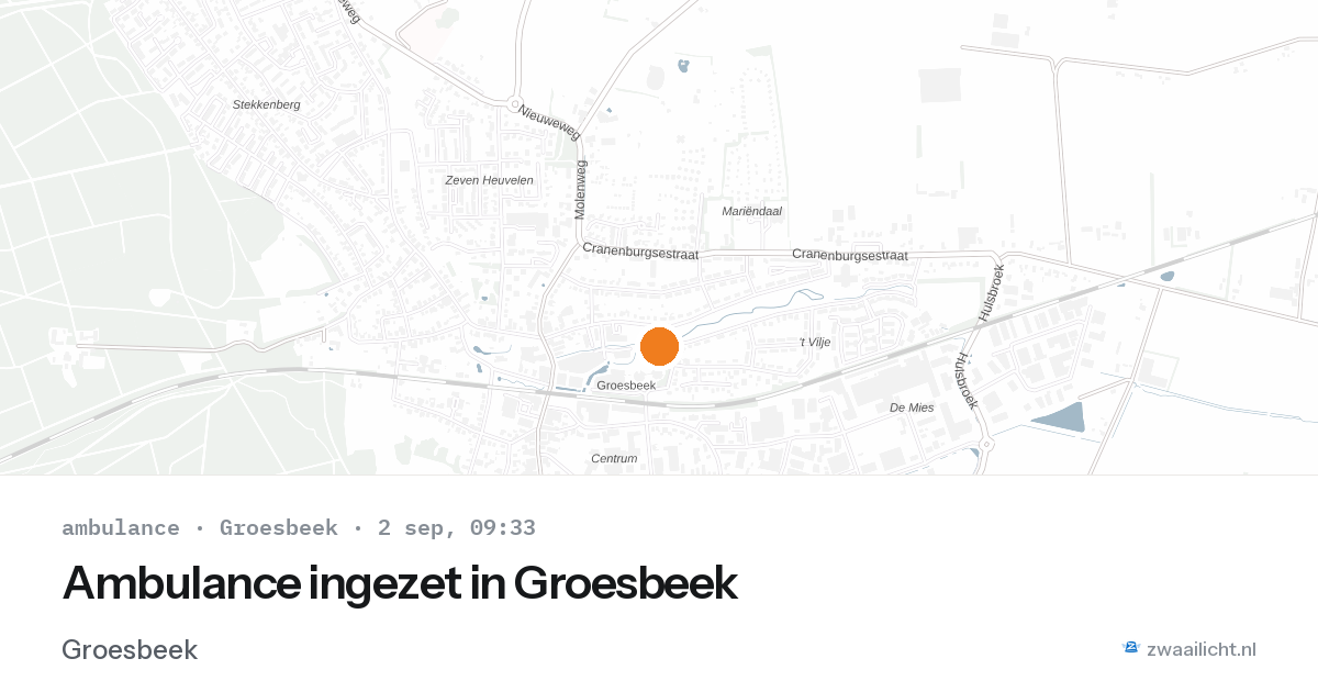 Ambulance ingezet in Groesbeek — 2 sep 2026