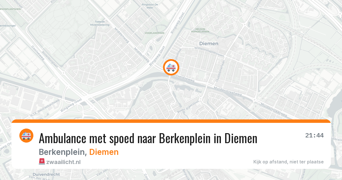 Ambulance met spoed naar Berkenplein in Diemen — 18 mei 2026