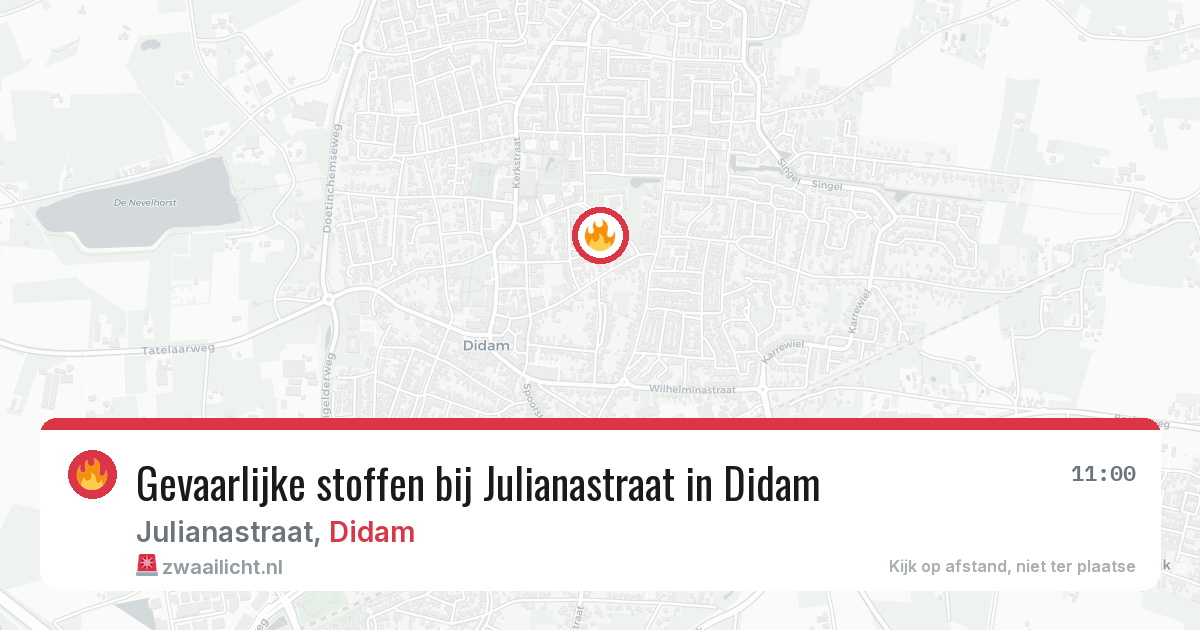 Gevaarlijke stoffen bij Julianastraat in Didam — 14 jun 2026