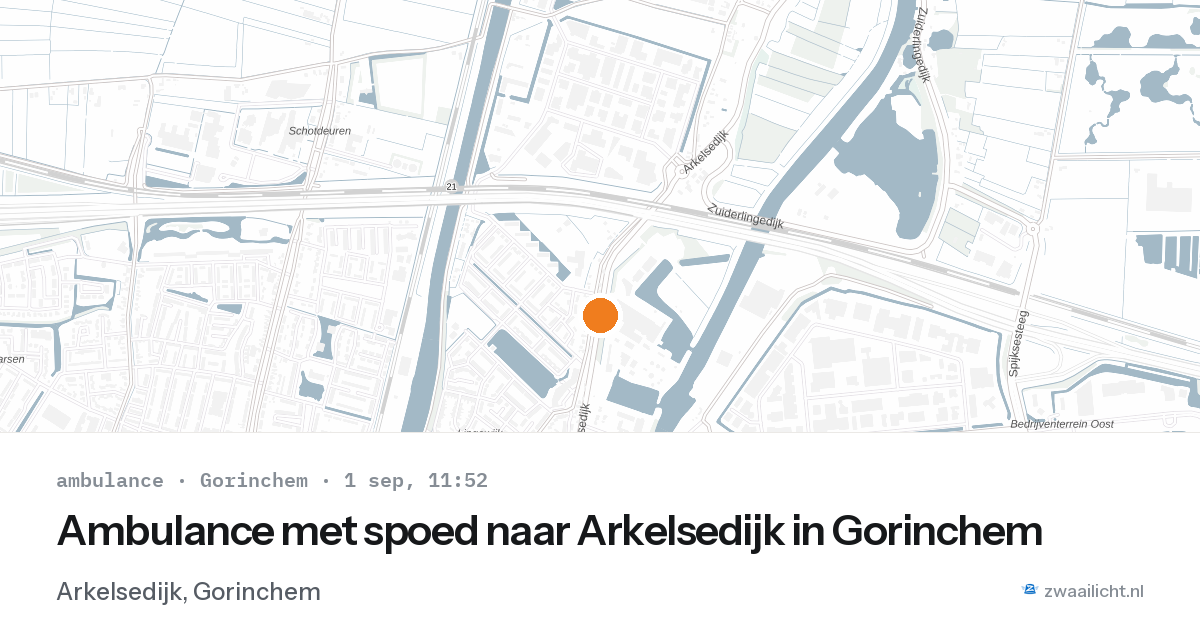 Ambulance met spoed naar Arkelsedijk in Gorinchem — 1 sep 2026