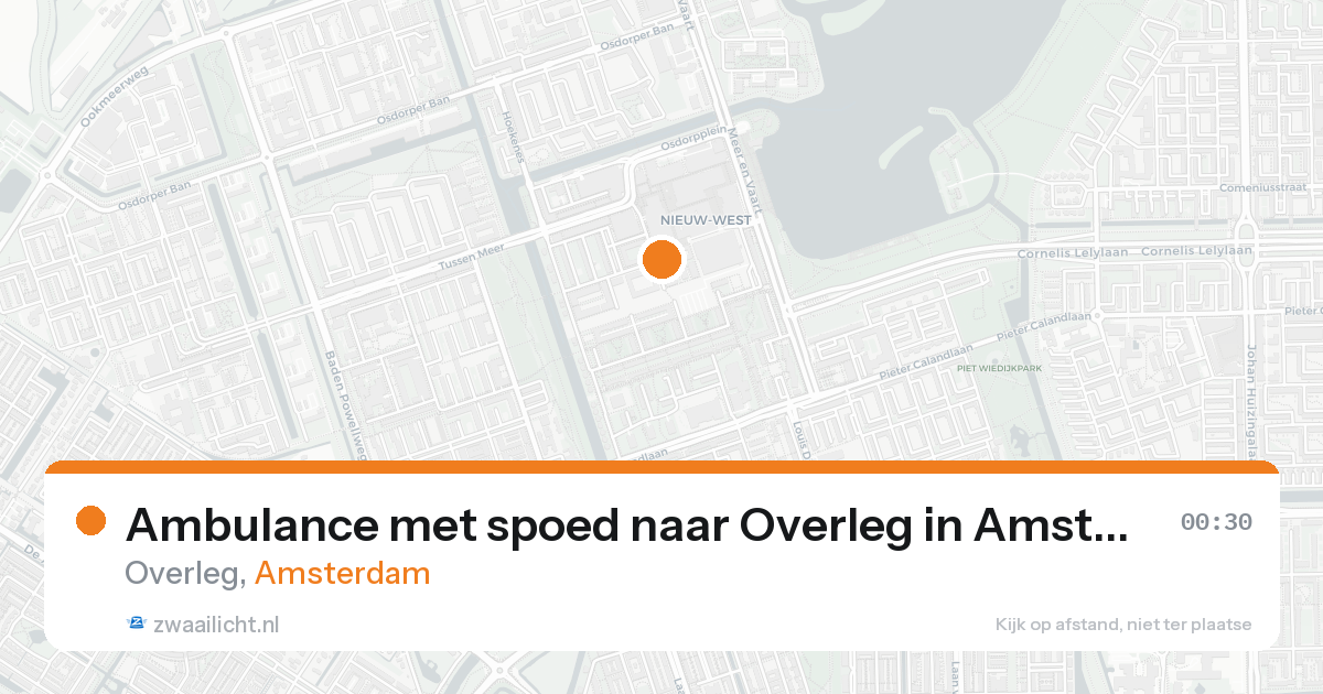 Ambulance met spoed naar Overleg in Amsterdam — 22 aug 2026