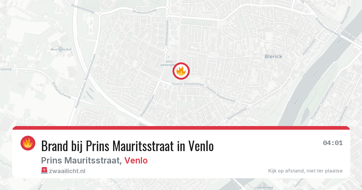 Brand bij Prins Mauritsstraat in Venlo — 3 mrt 2026
