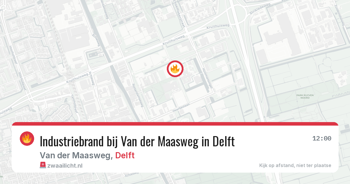 Industriebrand bij Van der Maasweg in Delft — 13 mei 2026