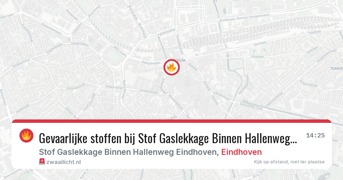 Gevaarlijke stoffen bij Stof Gaslekkage Binnen Hallenweg Eindhoven in Eindhoven — 3 feb 2026