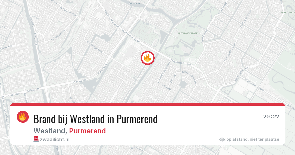 Brand bij Westland in Purmerend — 27 jun 2026