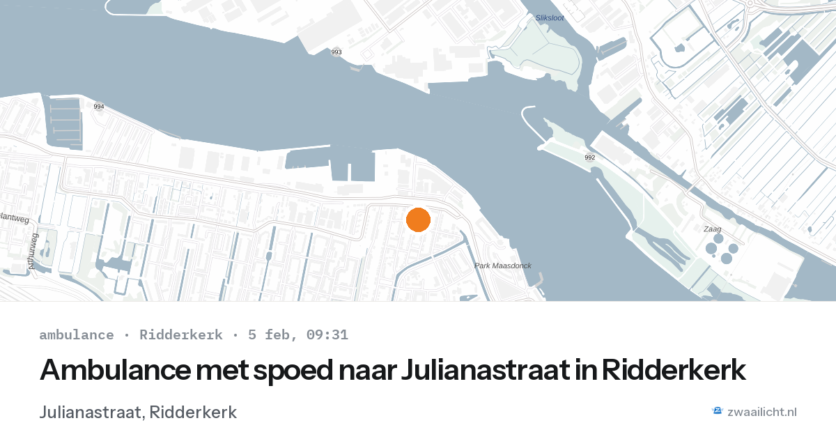Ambulance met spoed naar Julianastraat in Ridderkerk — 5 feb 2026