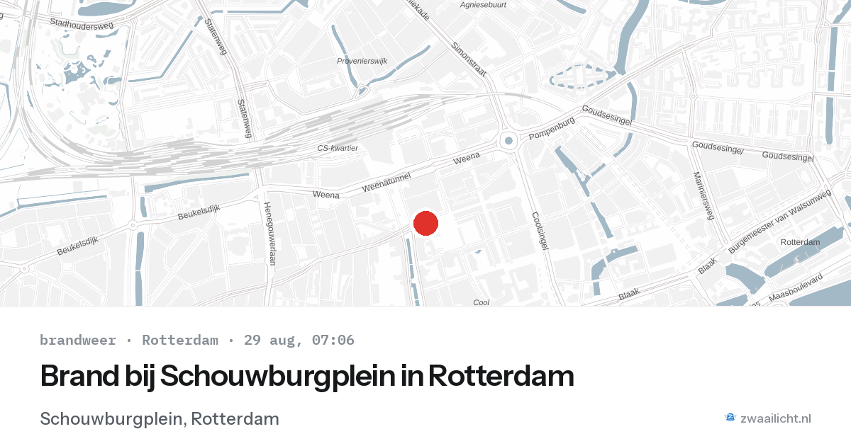 Brand bij Schouwburgplein in Rotterdam — 29 aug 2026
