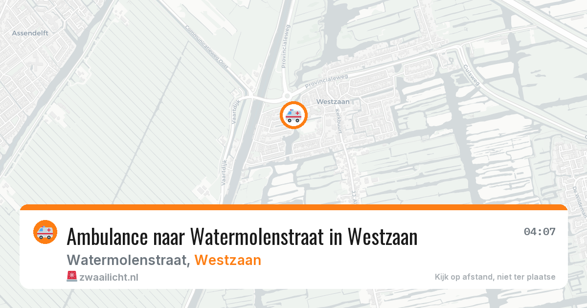 Ambulance naar Watermolenstraat in Westzaan — 12 aug 2026