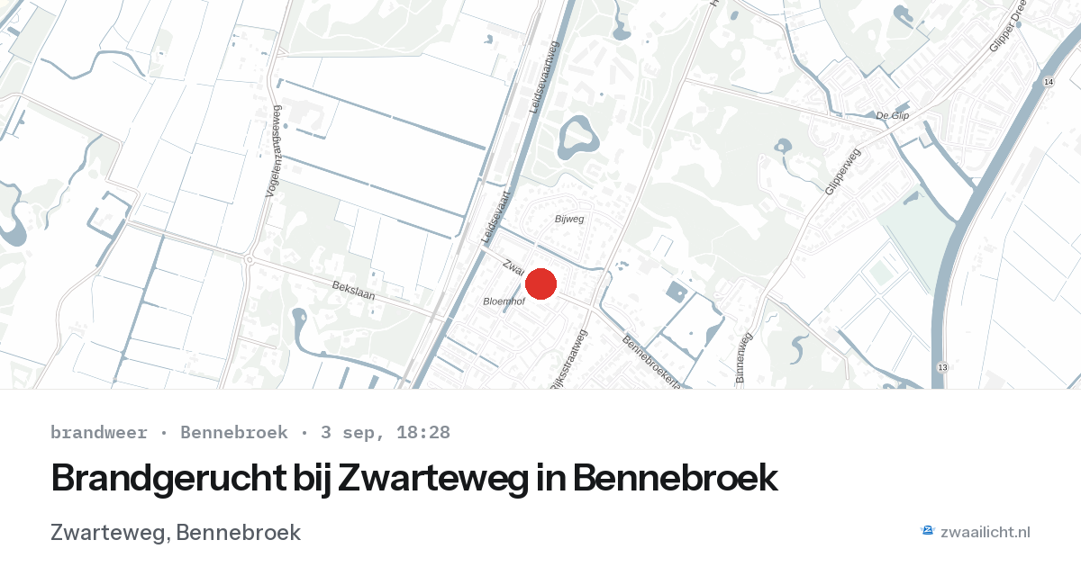 Brandgerucht bij Zwarteweg in Bennebroek — 3 sep 2026