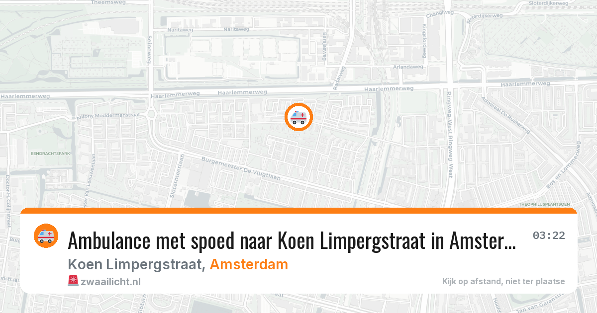 Ambulance met spoed naar Koen Limpergstraat in Amsterdam — 13 aug 2026