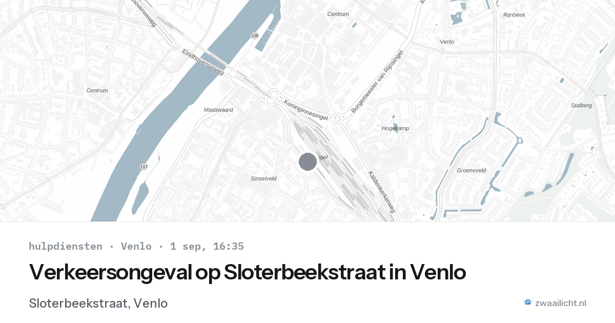 Verkeersongeval op Sloterbeekstraat in Venlo — 1 sep 2026