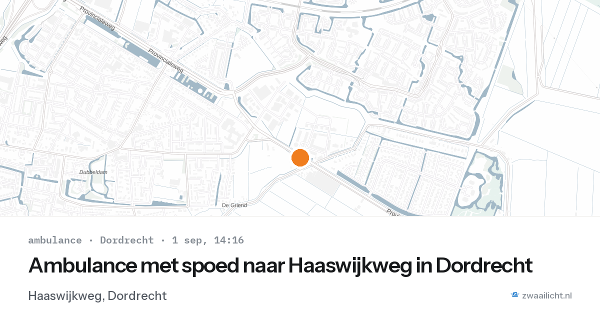 Ambulance met spoed naar Haaswijkweg in Dordrecht — 1 sep 2026