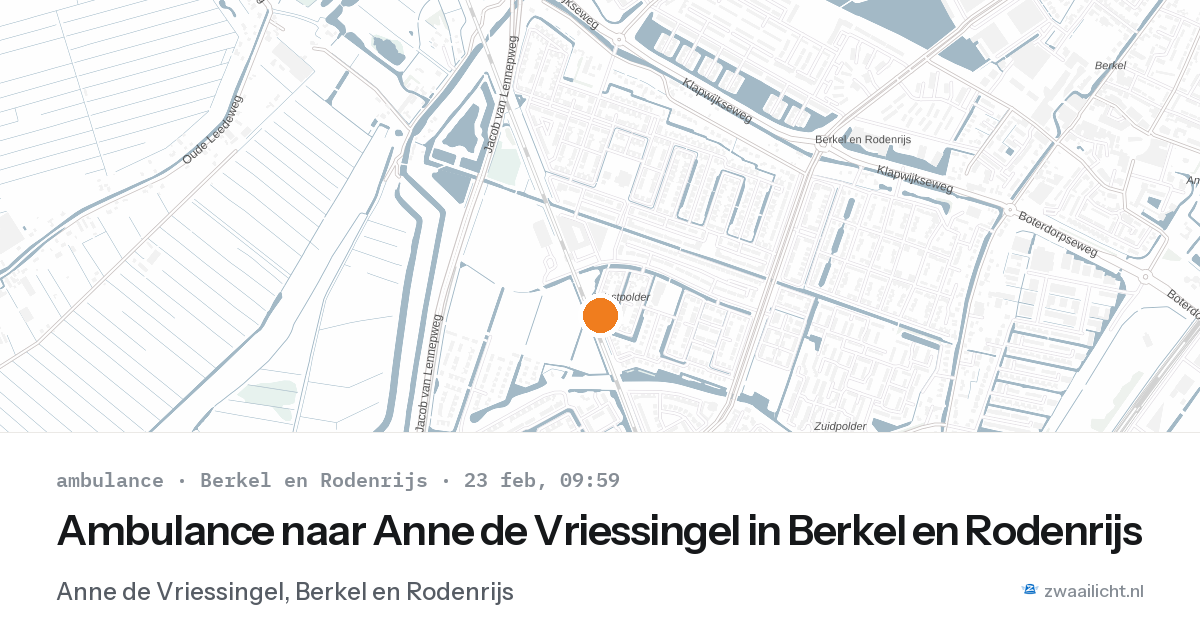 Ambulance naar Anne de Vriessingel in Berkel en Rodenrijs — 23 feb 2026