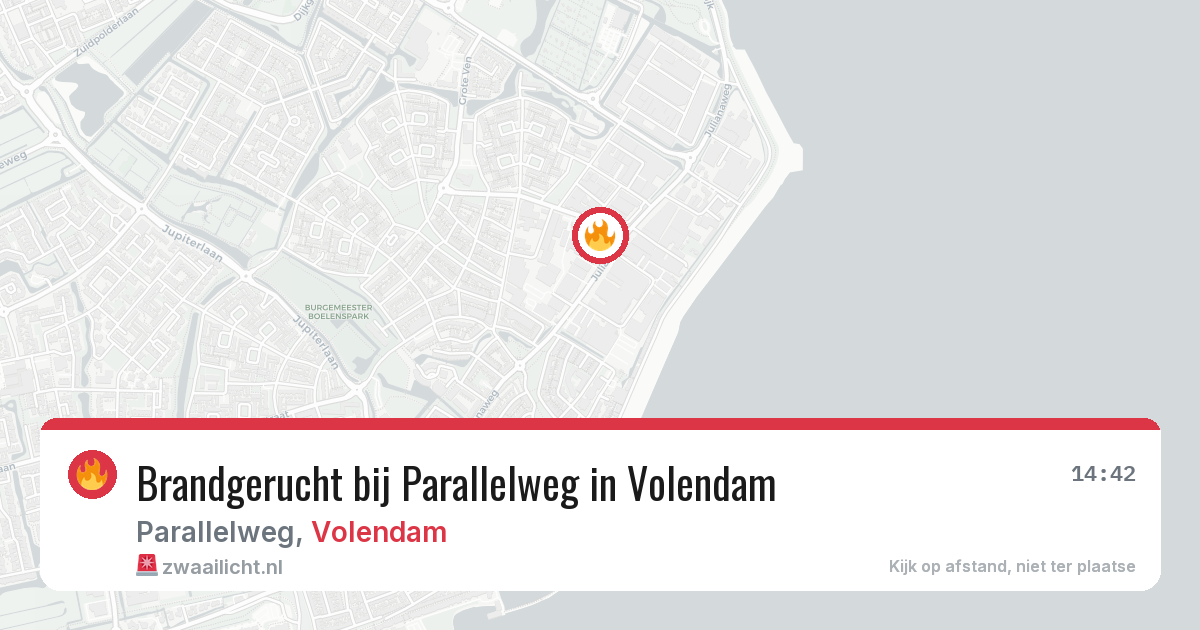 Brandgerucht bij Parallelweg in Volendam — 26 jun 2026
