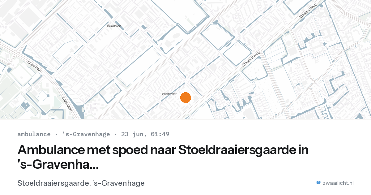 Ambulance met spoed naar Stoeldraaiersgaarde in 's-Gravenhage — 22 jun 2026