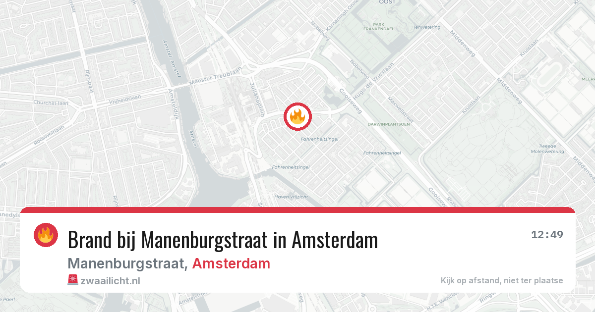 Brand bij Manenburgstraat in Amsterdam — 4 aug 2026