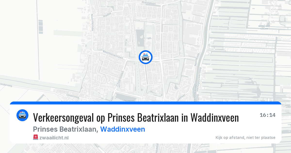 Verkeersongeval op Prinses Beatrixlaan in Waddinxveen — 14 aug 2026