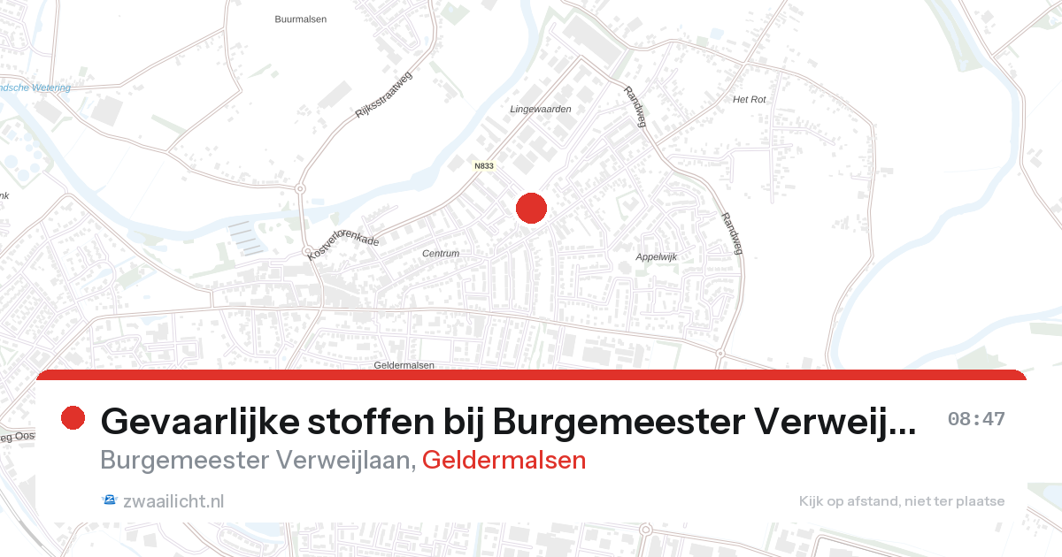 Gevaarlijke stoffen bij Burgemeester Verweijlaan in Geldermalsen — 24 aug 2026