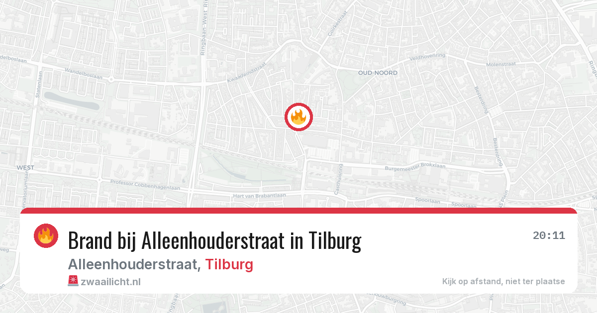 Brand bij Alleenhouderstraat in Tilburg — 9 aug 2026