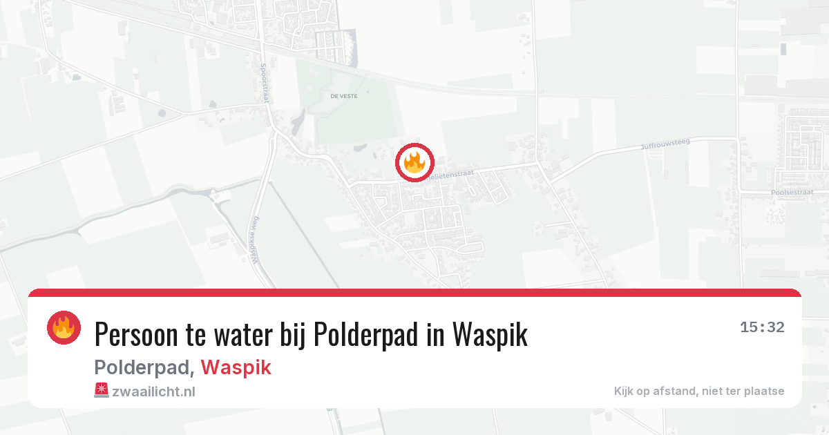 Persoon te water bij Polderpad in Waspik — 5 aug 2026
