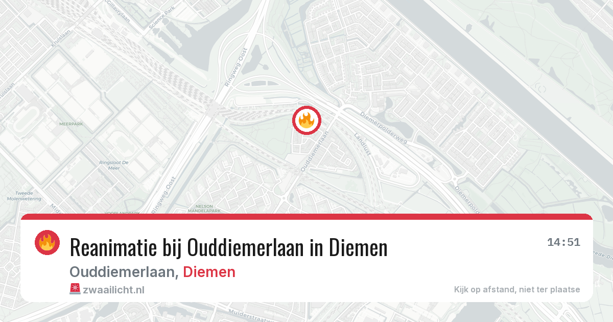Reanimatie bij Ouddiemerlaan in Diemen — 13 aug 2026
