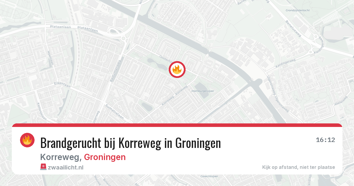Brandgerucht bij Korreweg in Groningen — 24 jun 2026