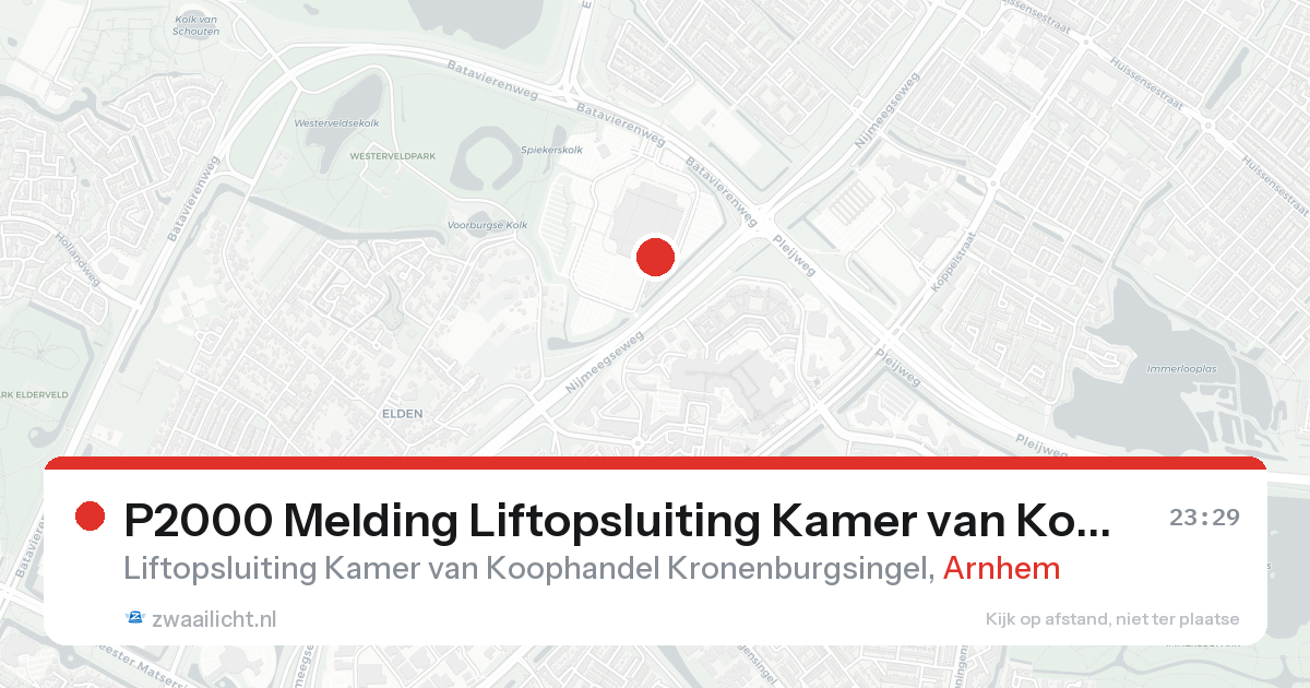 P2000 Melding Liftopsluiting Kamer van Koophandel Kronenburgsingel, Arnhem — 30 jan 2026