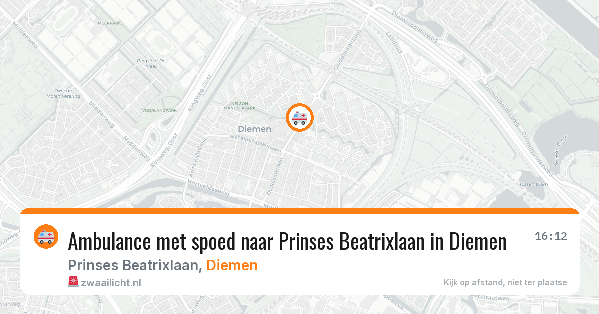Ambulance met spoed naar Prinses Beatrixlaan in Diemen — 20 mrt 2026