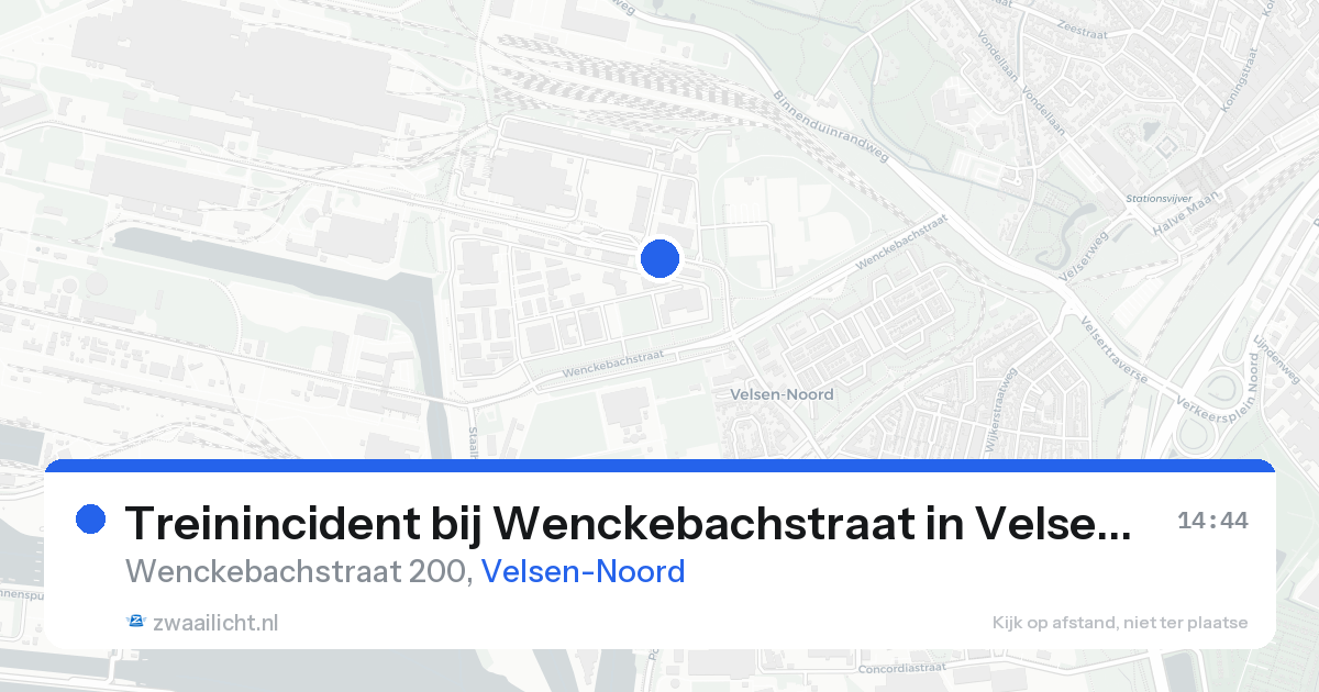 Treinincident bij Wenckebachstraat in Velsen-Noord — 14 aug 2026
