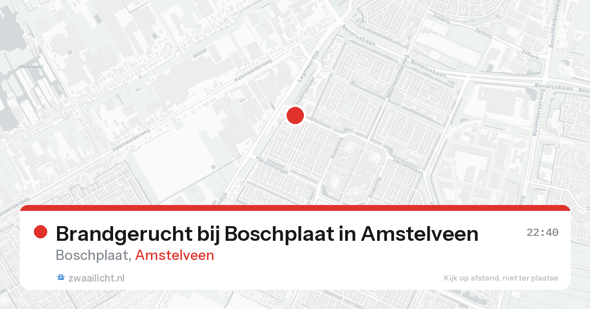 Brandgerucht bij Boschplaat in Amstelveen — 19 jun 2026