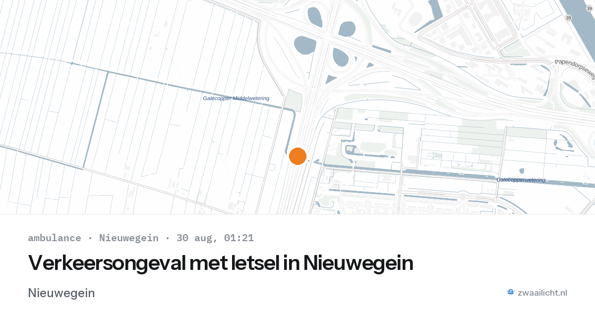 Verkeersongeval met letsel in Nieuwegein — 29 aug 2026