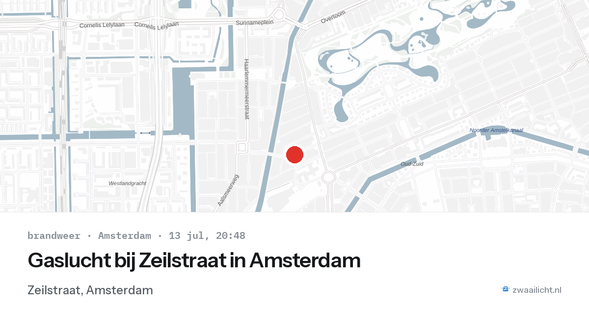 Gaslucht bij Zeilstraat in Amsterdam — 13 jul 2026