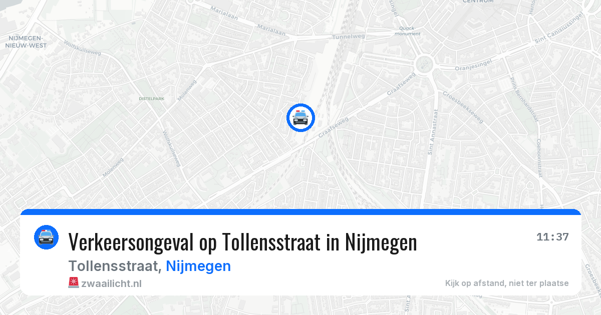 Verkeersongeval op Tollensstraat in Nijmegen — 13 mrt 2026