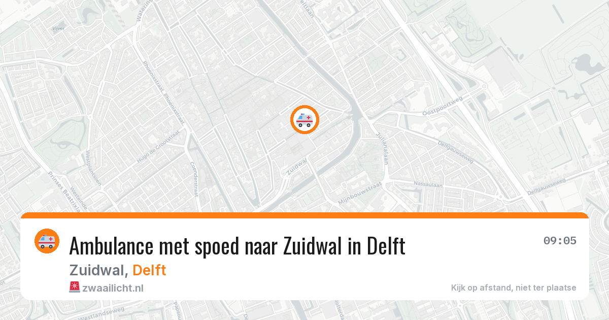 Ambulance met spoed naar Zuidwal in Delft — 10 jun 2026