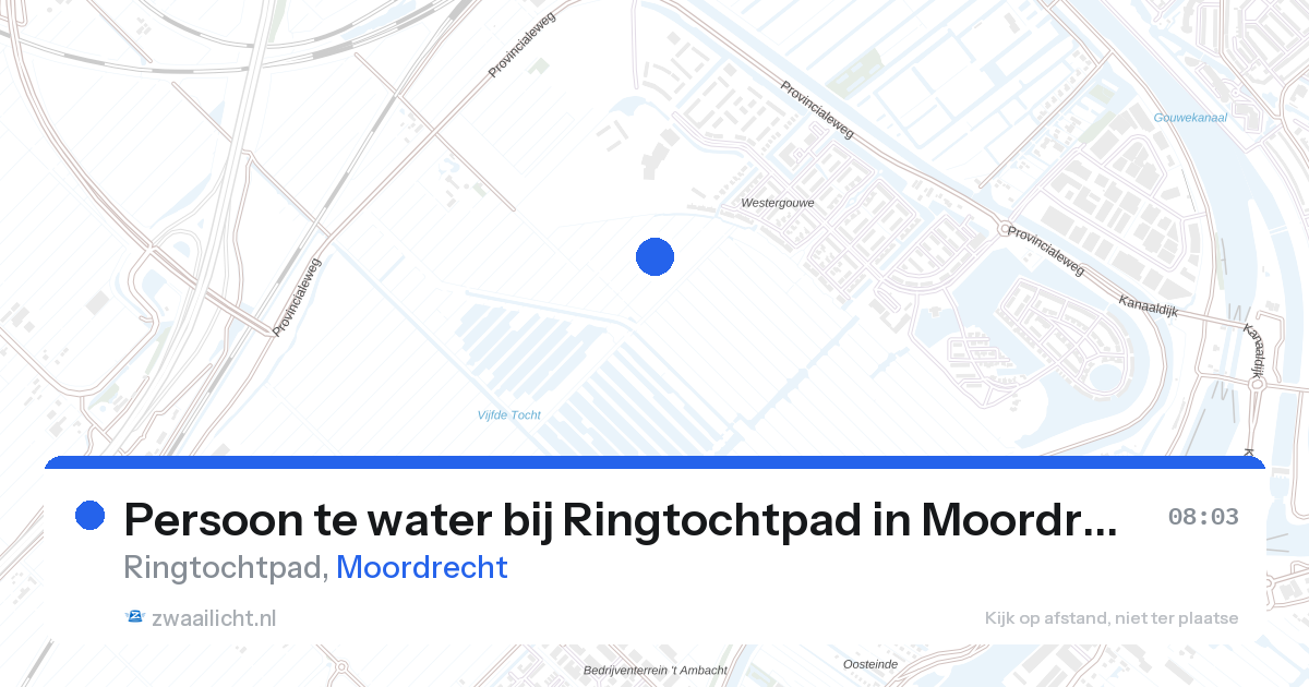 Persoon te water bij Ringtochtpad in Moordrecht — 26 aug 2026