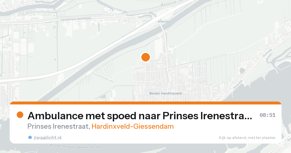 Ambulance met spoed naar Prinses Irenestraat in Hardinxveld-Giessendam — 23 aug 2026