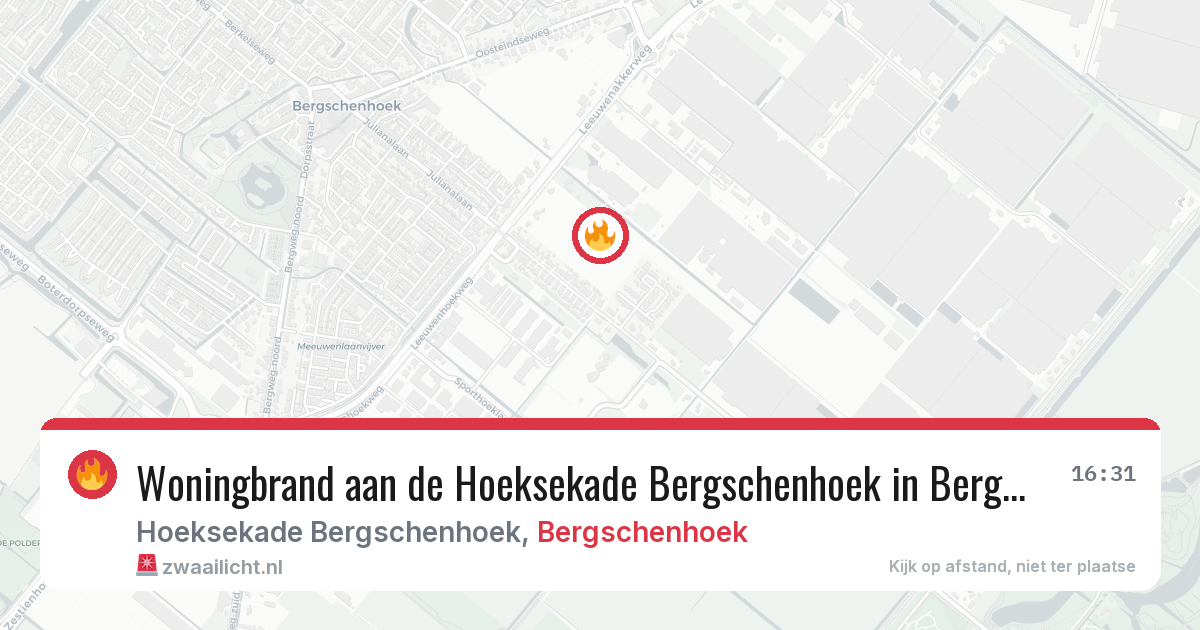 Woningbrand aan de Hoeksekade Bergschenhoek in Bergschenhoek — 14 mrt 2026