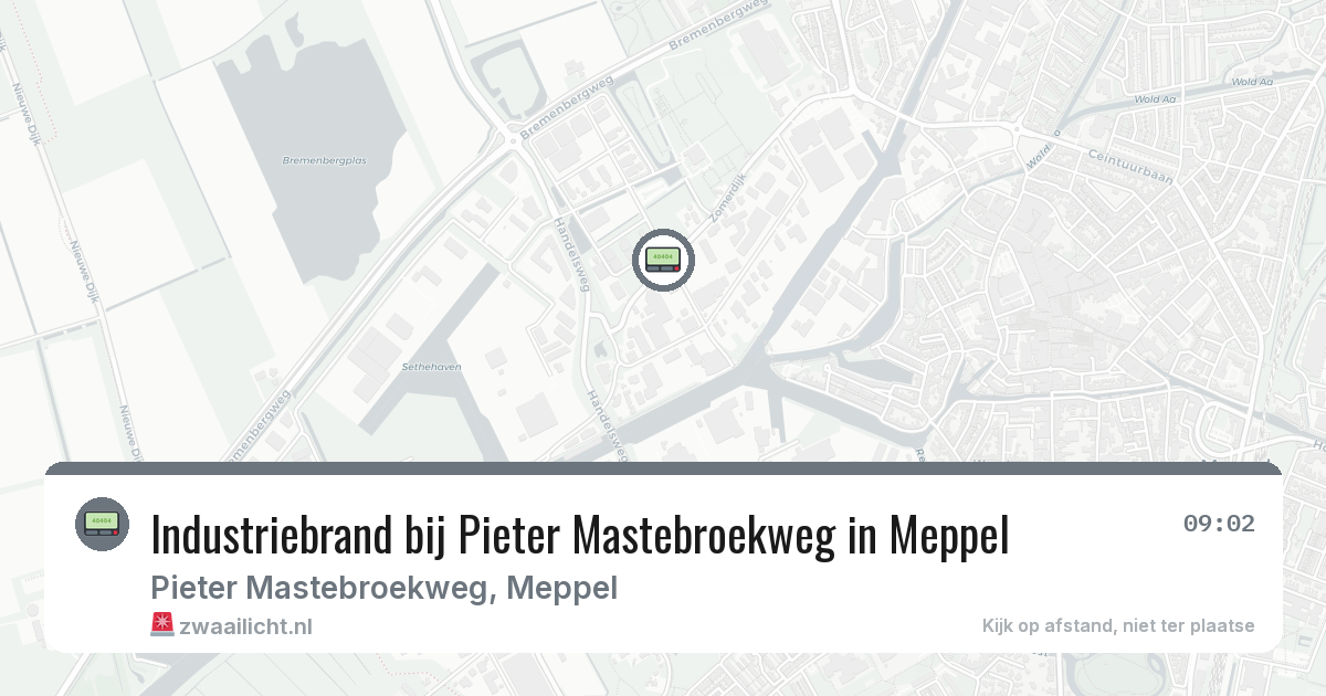 Industriebrand bij Pieter Mastebroekweg in Meppel — 9 mrt 2026