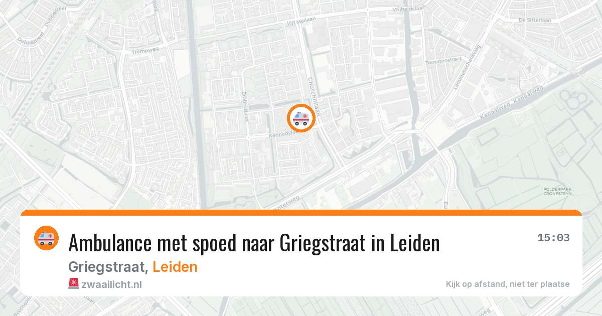 Ambulance met spoed naar Griegstraat in Leiden — 13 jul 2026