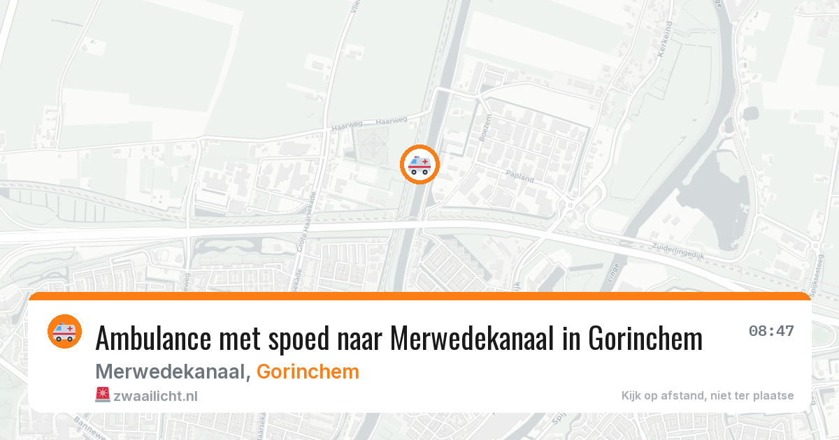 Ambulance met spoed naar Merwedekanaal in Gorinchem — 6 aug 2026